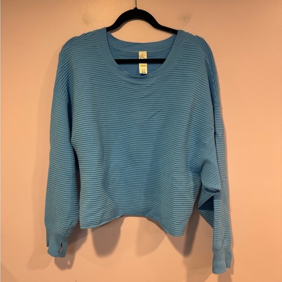 Blue ribbed Aerie crewneck sweater - Picture 1 of 4